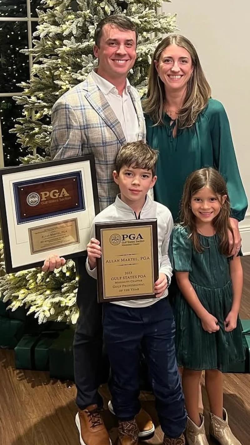 Allan Martel, PGA with his family receiving the Gulf States PGA Golf Professional of the Year award